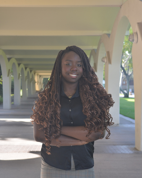 Headshot of Tobi Latinwo, candidate for ASUCR Vice President of Diversity, Equity and Inclusion